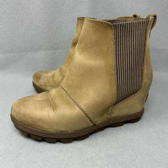 Sorel Joan Of Arctic Wedge Chelsea Boots Brown WMNS Sz 7/38 EUC Nl3022-240. - Picture 1 of 12